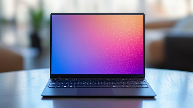 Stylish Modern Laptop with Vibrant Gradient Screen - Powered by Adobe