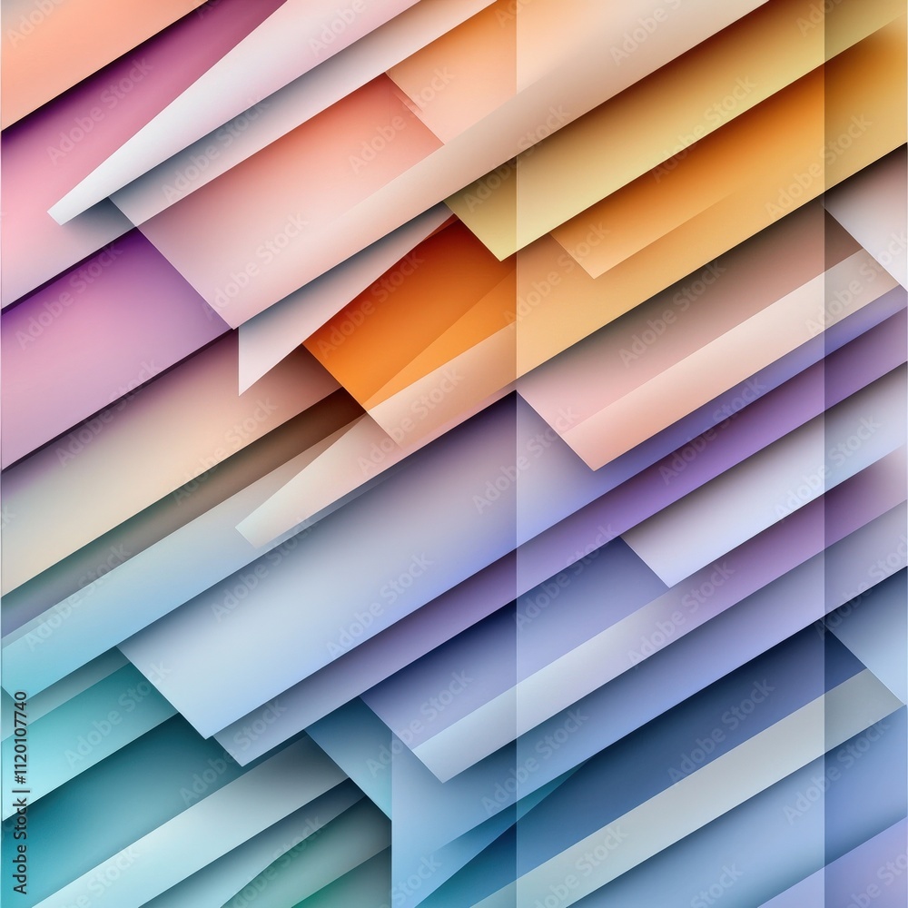 Poster pastel geometric overlays, layered triangular designs with smooth color fades