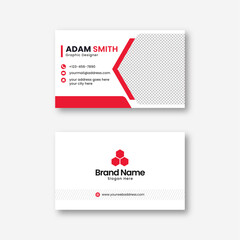 Red corporate business card design, name card template, horizontal simple clean layout design template, Business banner template for website	