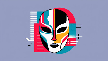 mask illustration in pop art vector style