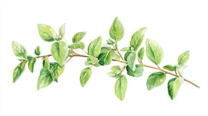 Obraz premium Delicate Watercolor Oregano Branch Illustration