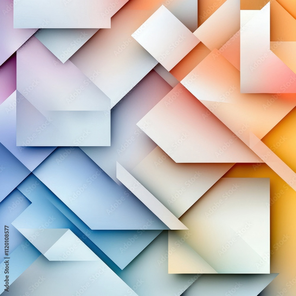 Poster Pastel geometric overlays, layered triangular designs with smooth color fades