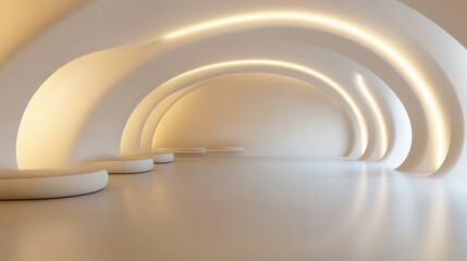 Obraz premium Modern Architectural Interior with Curved Walls and Lighting