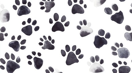 Fototapeta premium Watercolor Paw Prints Pattern - Abstract Animal Design