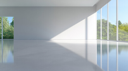 Fototapeta premium Modern Minimalist Room with Large Windows