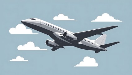 Obraz premium Airplane Soaring Through A Cloudy Sky