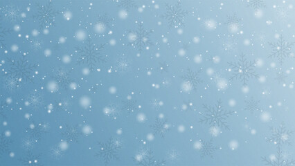 Abstract template with snowflakes, snow, bokeh on winter colors gradient background.
