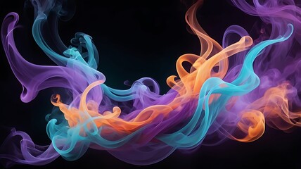 Obraz premium Ethereal Abstract Smoke and Light Wallpaper in Violet and Turquoise