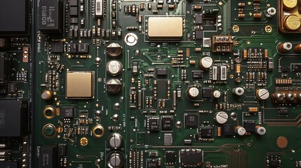 Fototapeta premium Close up of a circuit board with intricate details.
