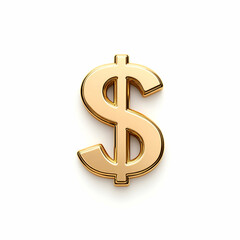 Obraz premium Stylized gold dollar sign on a white background.