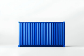 Blue shipping container on a white background.