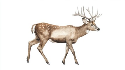Obraz premium Majestic Deer Watercolor Illustration - A Peaceful Forest Creature