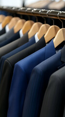 Obraz premium Elegant suits hanging in a fashion store.