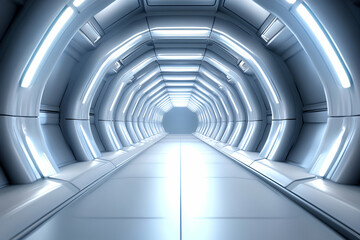 Fototapeta premium Futuristic illuminated tunnel with smooth lines.