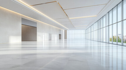 Fototapeta premium Modern Office Lobby with Large Windows