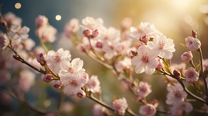 Delicate Pink Blossoms In Sunlight Embrace Springtime