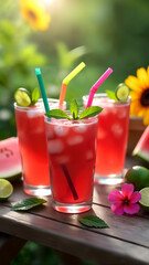 Fototapeta premium Refreshing Watermelon Juice Table Setup