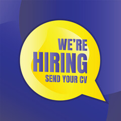 We are hiring creative poster design, Vacancy here social media post vector, Join our team vacancy hiring post recruitment advertising template