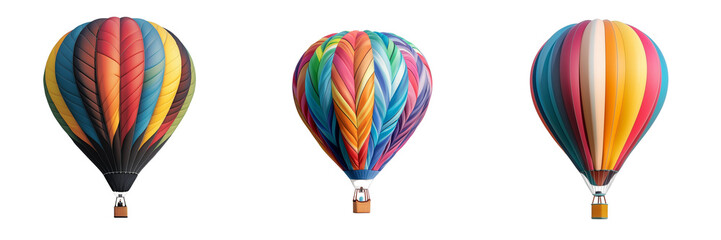 Fototapeta premium set of a colorful hot air balloon isolated on a transparent background