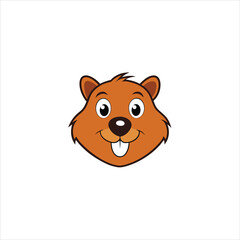 Adorable Beaver Head Cartoon Icon in Vector Format