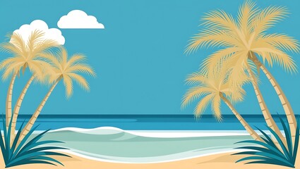 Fototapeta premium Idyllic Tropical Beach Scene With Palm Trees