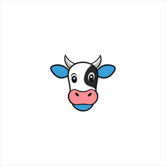 Charming Gentle Cow head Cartoon Vector for Various Designs