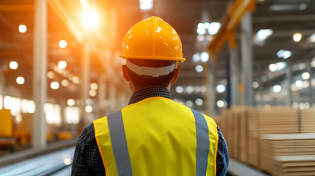 Worker in safety gear at a construction site.