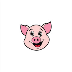 Cute Smiling Piglet Cartoon Vector for Chip art and Illustrations