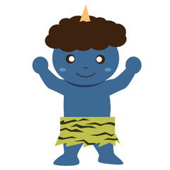 【節分】両腕を上げる青鬼