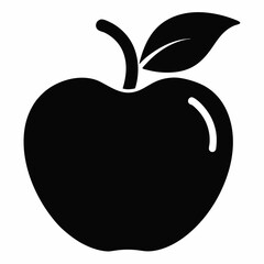 Apple silhouette black vector illustration and white background