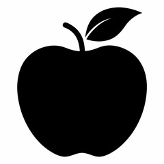 Apple silhouette black vector illustration and white background