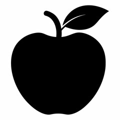 Apple silhouette black vector illustration and white background