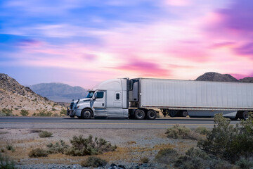 truck on the highway, Nevada, USA