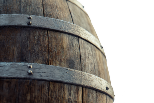 Wooden barrel on white background. 