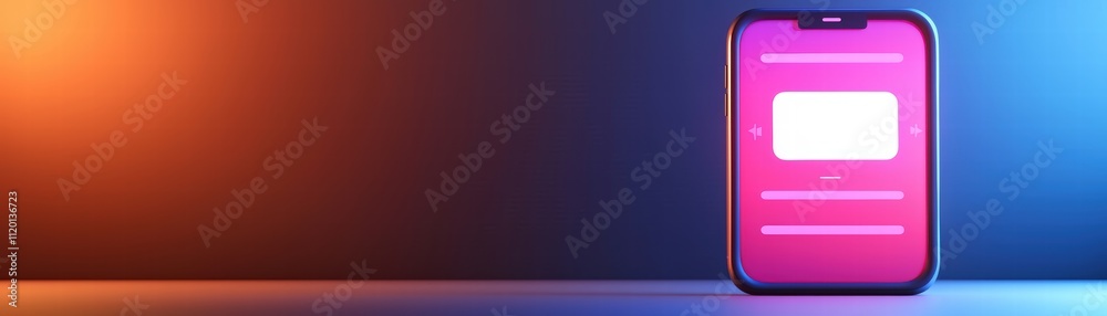Poster ai mobile assistant displaying dynamic interface in a modern workspace setting with a futuristic fla