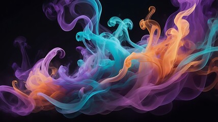 Ethereal Abstract Smoke and Light Wallpaper in Violet and Turquoise