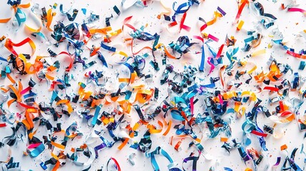 Obraz premium Colorful Confetti and Streamers Spread on a Flat Surface