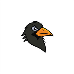 Detailed Raven Cartoon Head Silhouette for Artistic Graphics