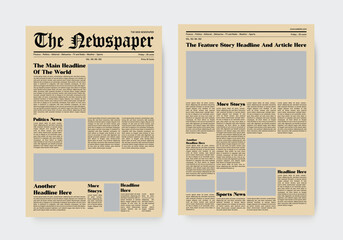 newspaper template old style. the daily newspaper vintage design template