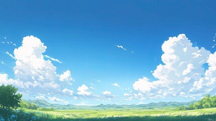 Obraz premium Peaceful Clear Sky Scenic View of a Landscape with Clouds