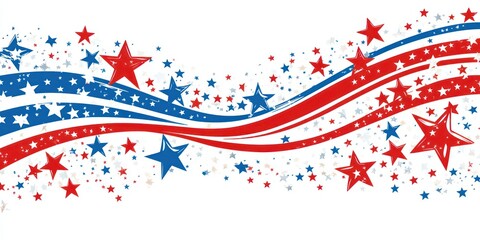 A decorative border design featuring stars and stripes, perfect for framing invitations or graphics related to the 4th of July.