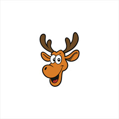 Goofy Moose Head Cartoon Vector Illustration for Logos and Icons