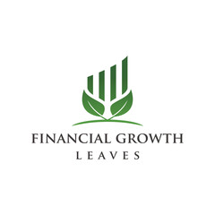 leaf financial growth logo design element vector template