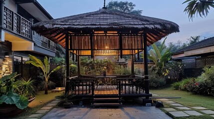 Obraz premium charming gazebo made of black bamboo