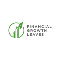 leaf financial growth logo design element vector template