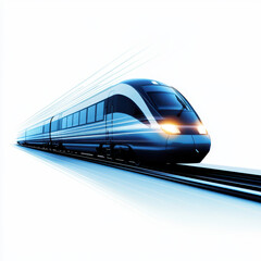 Fototapeta premium High-speed train rushing through a bright landscape, showcasing modern rail technology. isolated on white background.