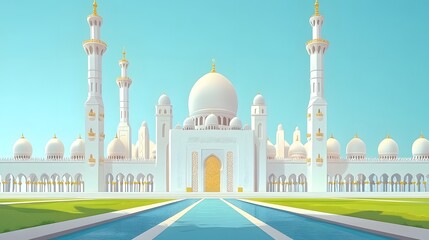 Obraz premium A stunning photograph of the grand white and gold mosque