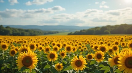 Obraz premium Expansive Sunflower Field in Full Bloom
