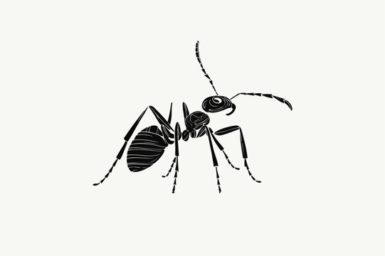 ant silhouette vector with a white background