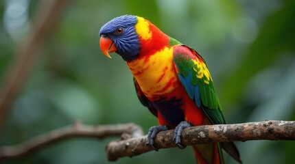 Obraz premium Vibrant Rainbow Parrot on Tree Branch